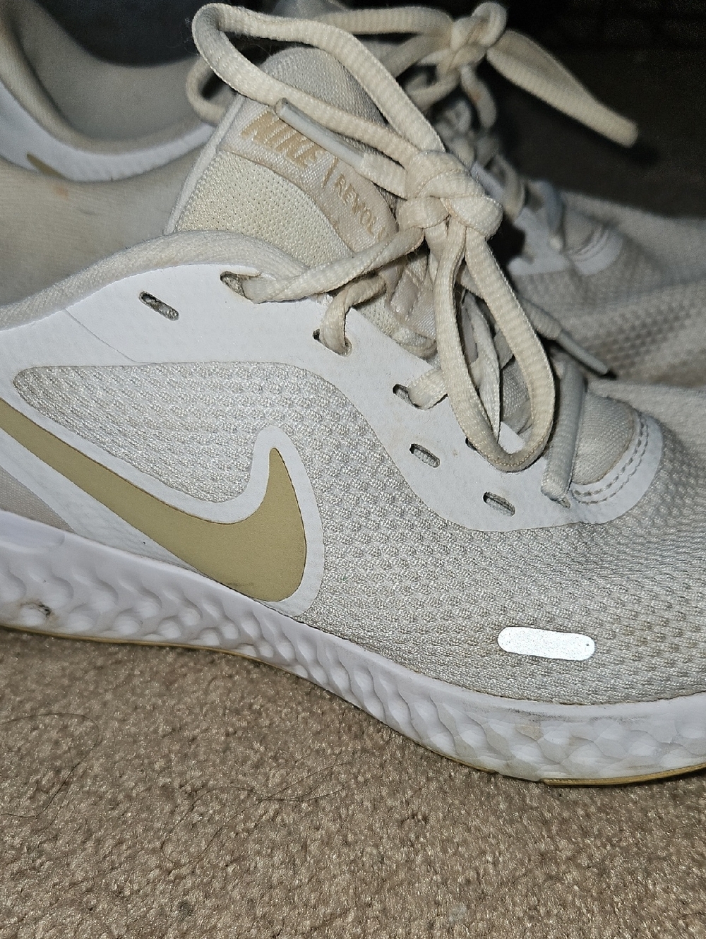 Nike Women's White and Gold Athletic Running Sneakers